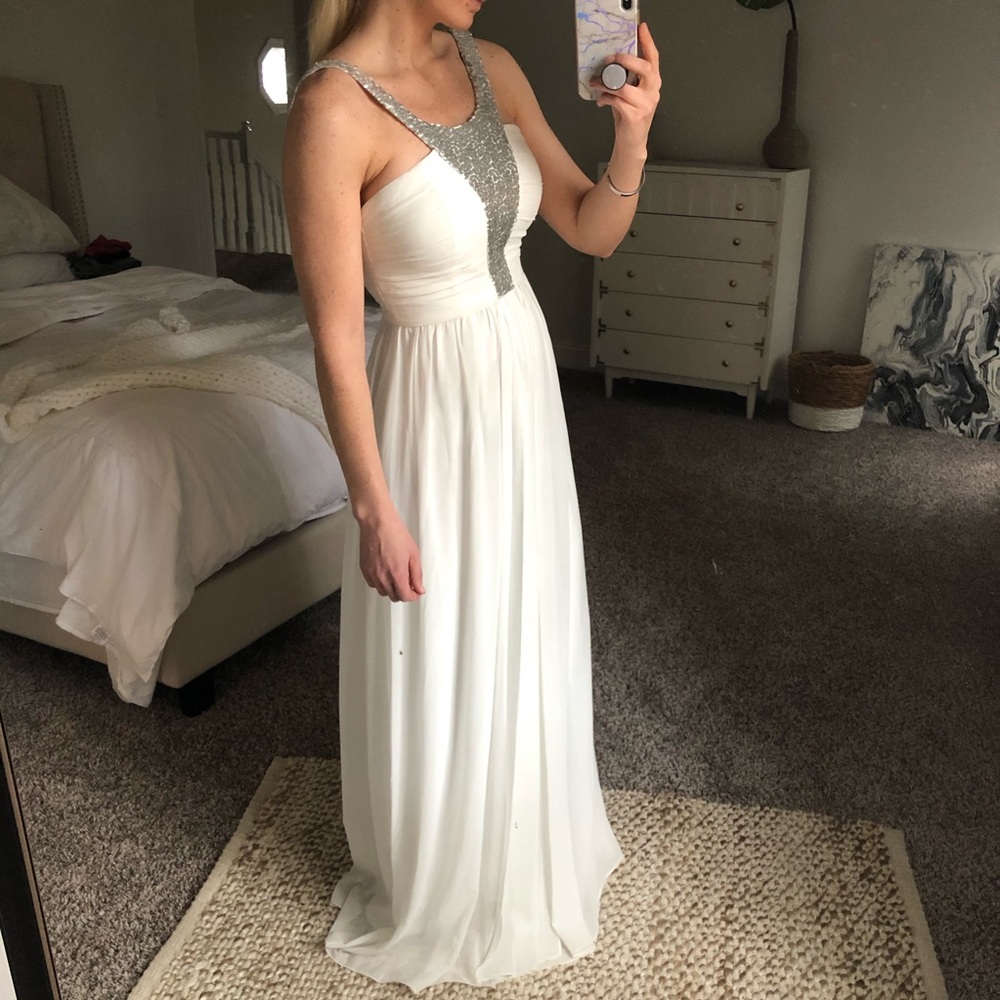White Sequin Formal Gown